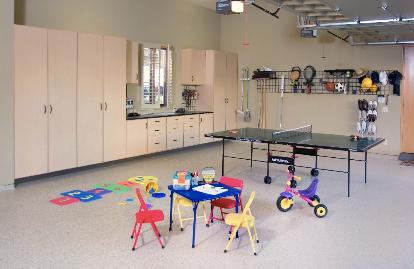 Garage transformed to play room